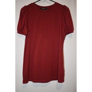 Automet Womens Top Short Sleeve Shirt Burgundy Size Medium